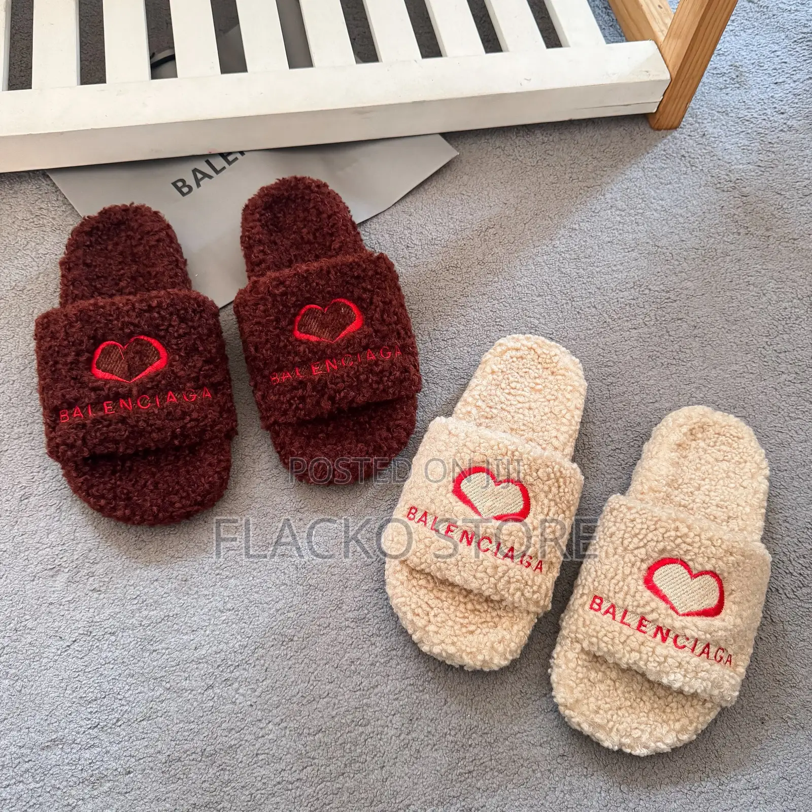 Premium Balenciaga Fur Slides