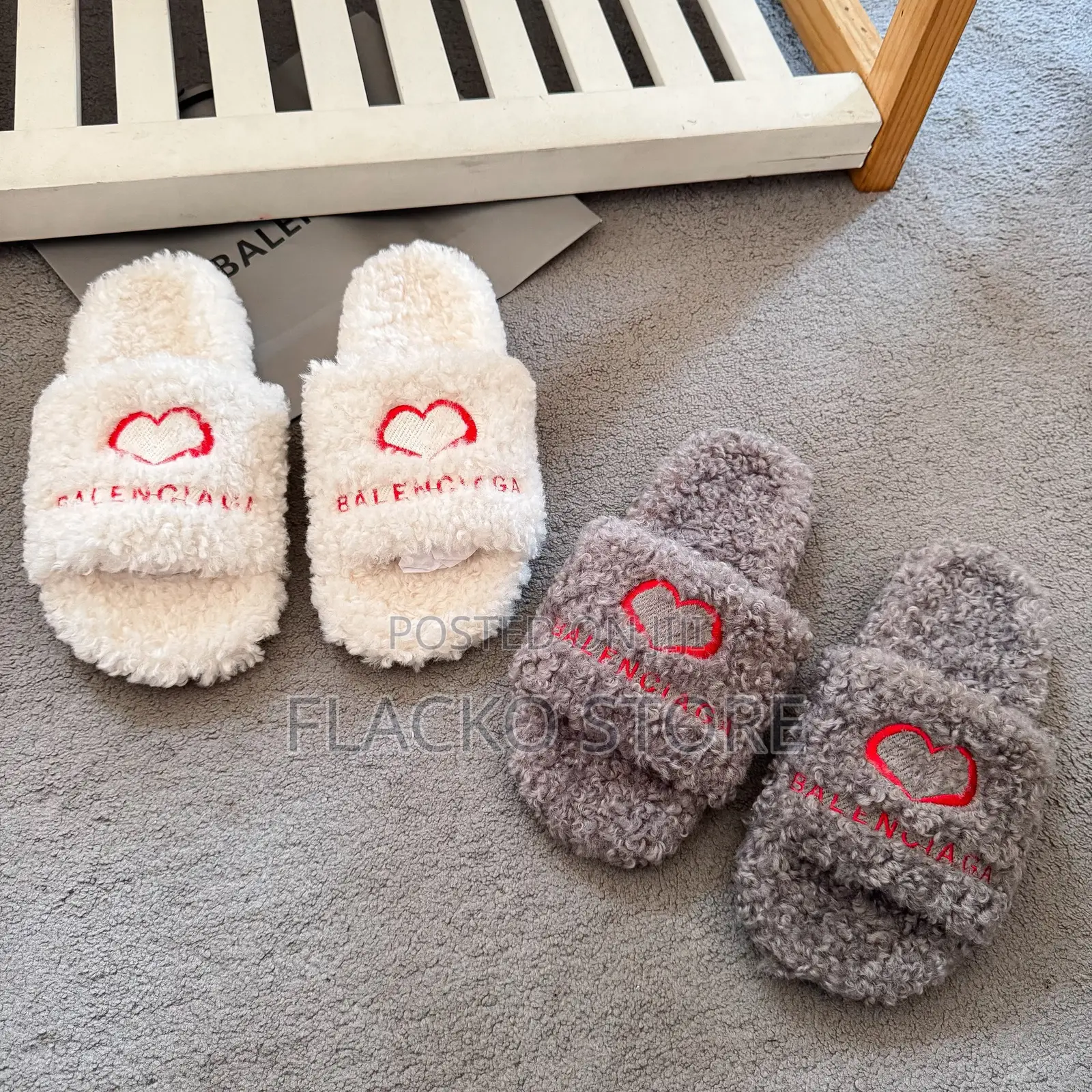 Premium Balenciaga Fur Slides