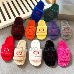 Premium Balenciaga Fur Slides
