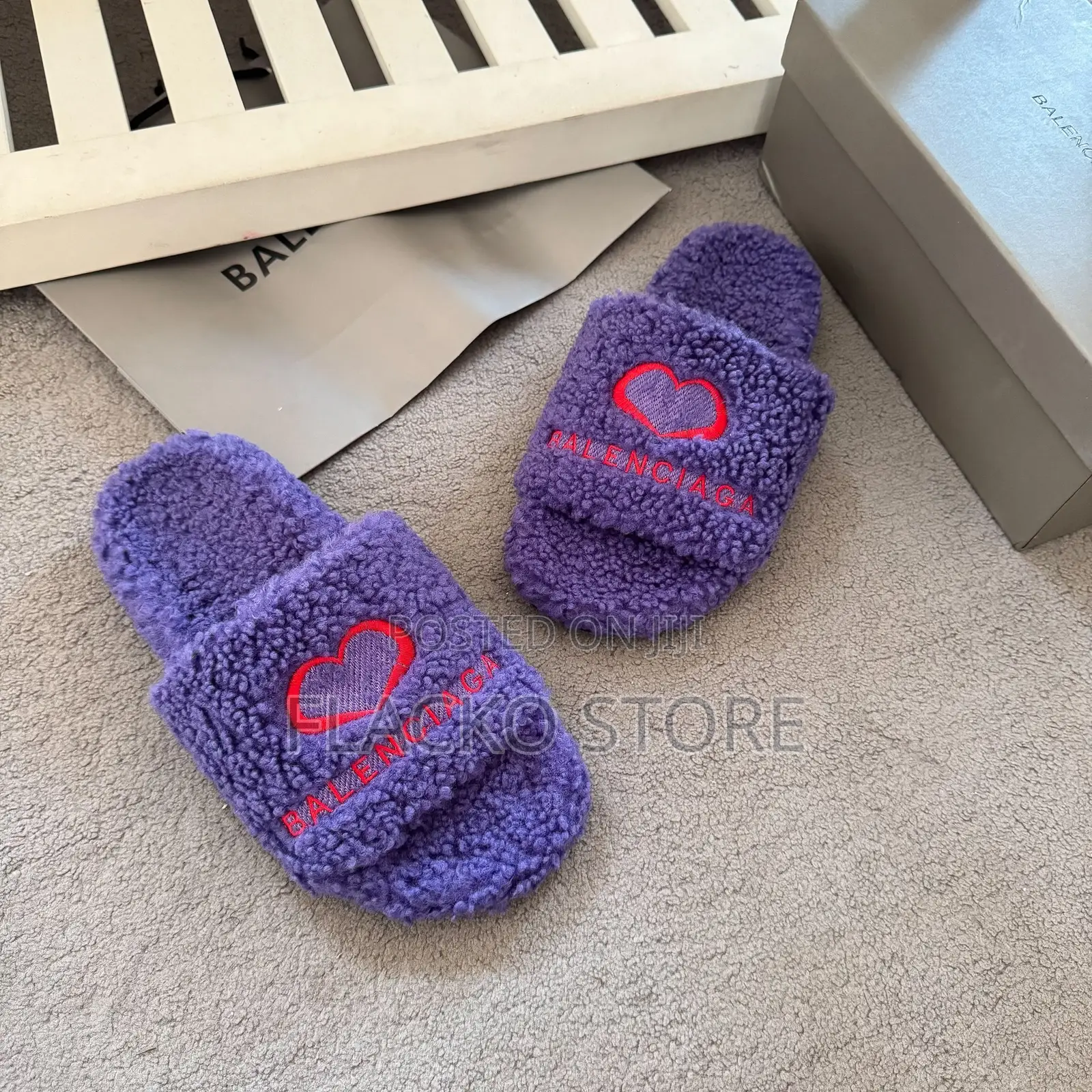 Premium Balenciaga Fur Slides