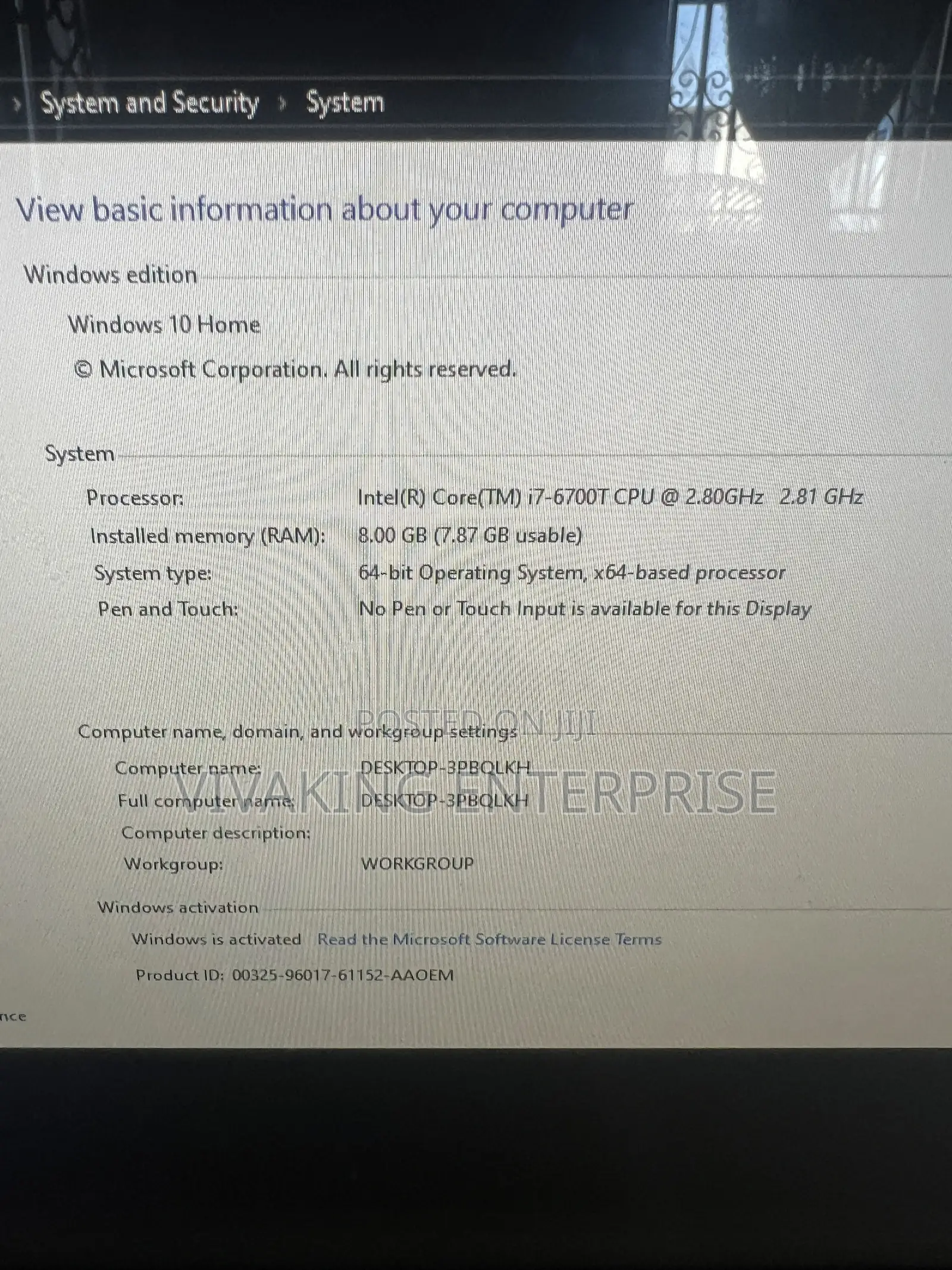 Desktop Computer HP Envy 8GB Intel Core i7 HDD 1T