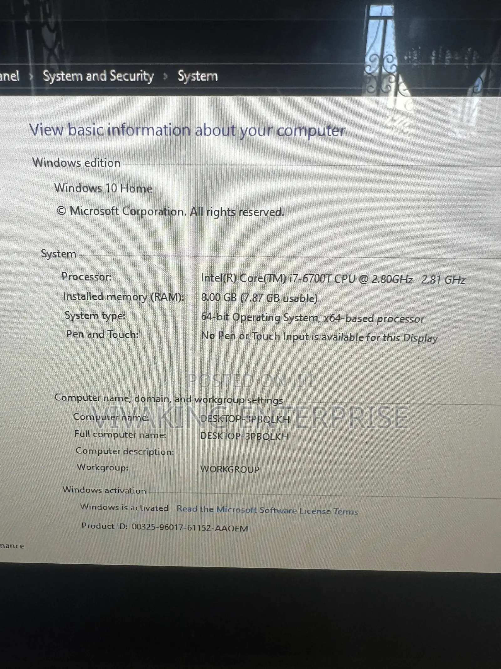 Desktop Computer HP Envy 8GB Intel Core i7 HDD 1T