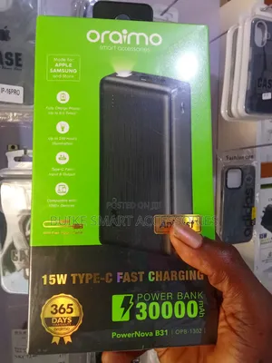 30000mah Oraimo Powerbank 15W Type C Fast Charging