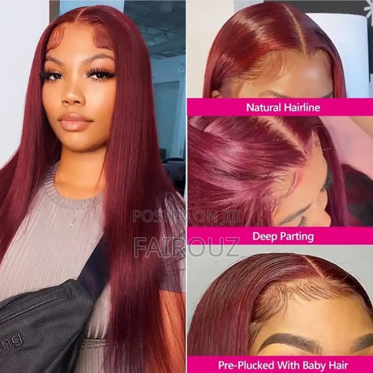 Straight Maroon Colour Wig