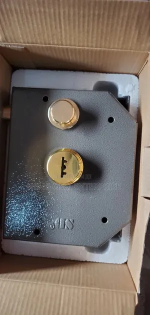 Door Rim Lock-Grey With Gold Knobs - SUS Marked - Surface Mount Lock