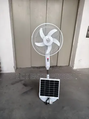 16 Inches Rechargeable Fan With Solar Panel and Bulb