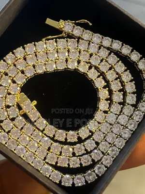 18 Karat Gold Plated Cz Diamond Gold 4mm Tennis Necklace