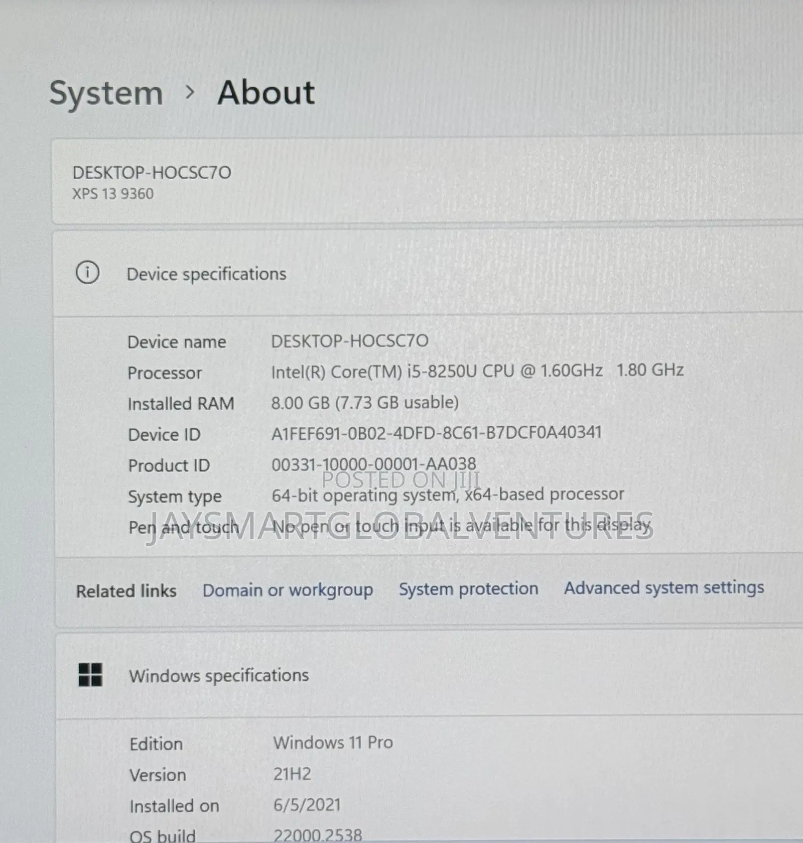 Laptop Dell XPS 13 9360 8GB Intel Core i5 SSD 256GB