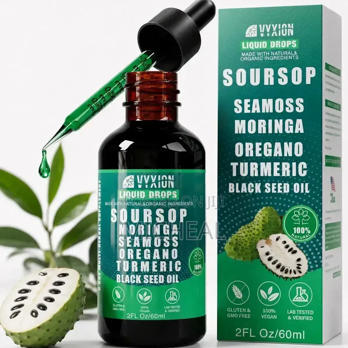VYXION Soursop,ashwagandha,tumeric,black Seed Oil Liquid Drops 60ml