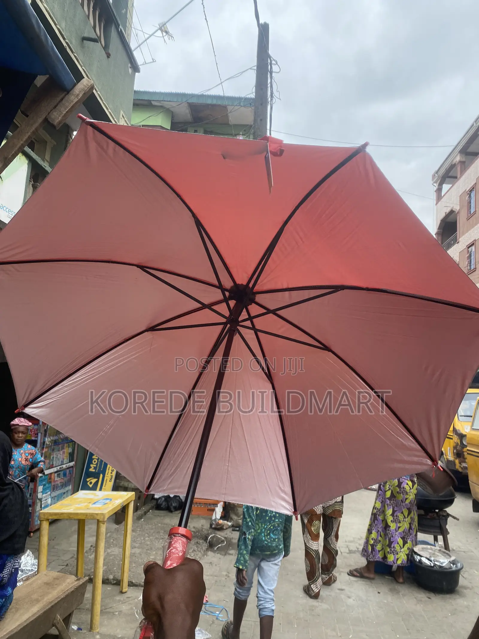 Large Bright Red Rain and Sun Umbrella