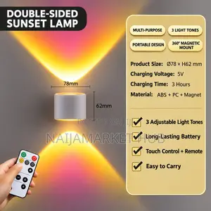 Rechargeable Double-Sided Magnetic LED Sunset Wall Light