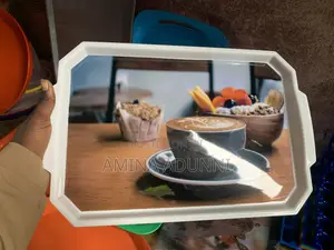 Rectangular Plastic Serving Tray With Printed Design