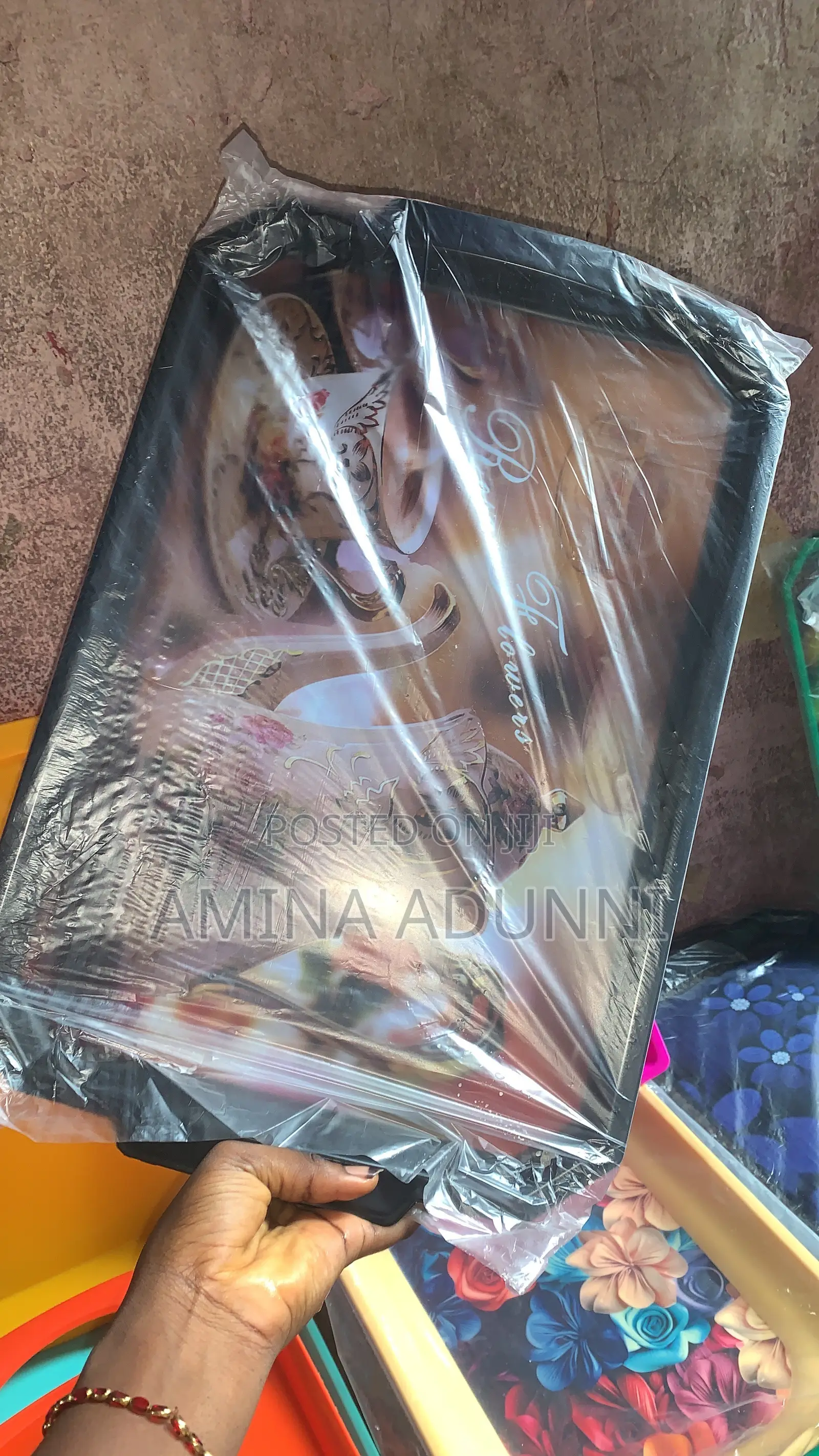 Small Rectangular Plastic Serving Tray With Printed Design