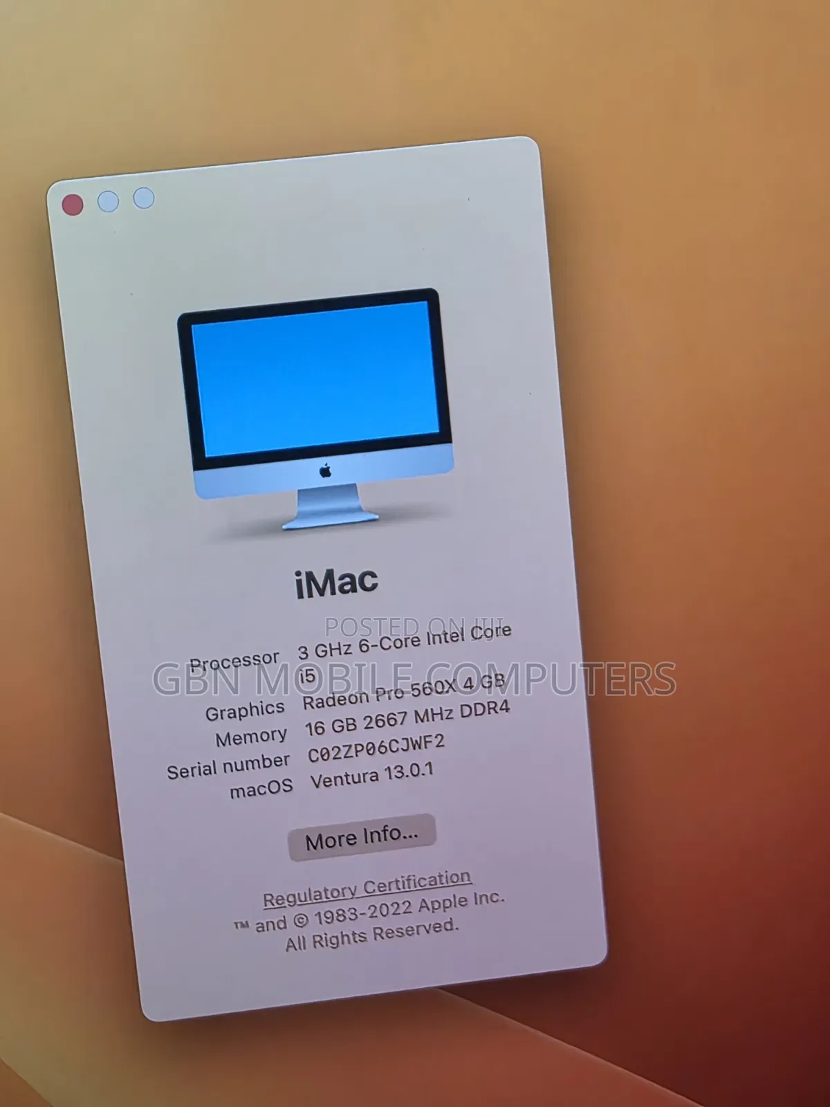 Desktop Computer Apple iMac 16GB Intel Core i5 SSD 512GB