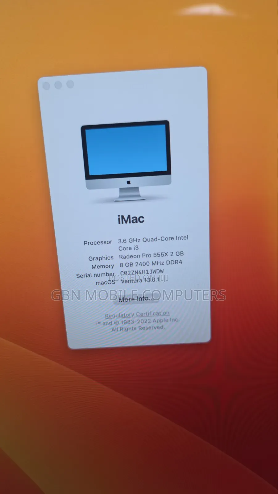 Desktop Computer Apple iMac 8GB Intel Core i3 SSD 1T