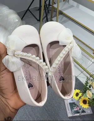 Maryjane Girls Leather Shoes,white Pearl and Bow