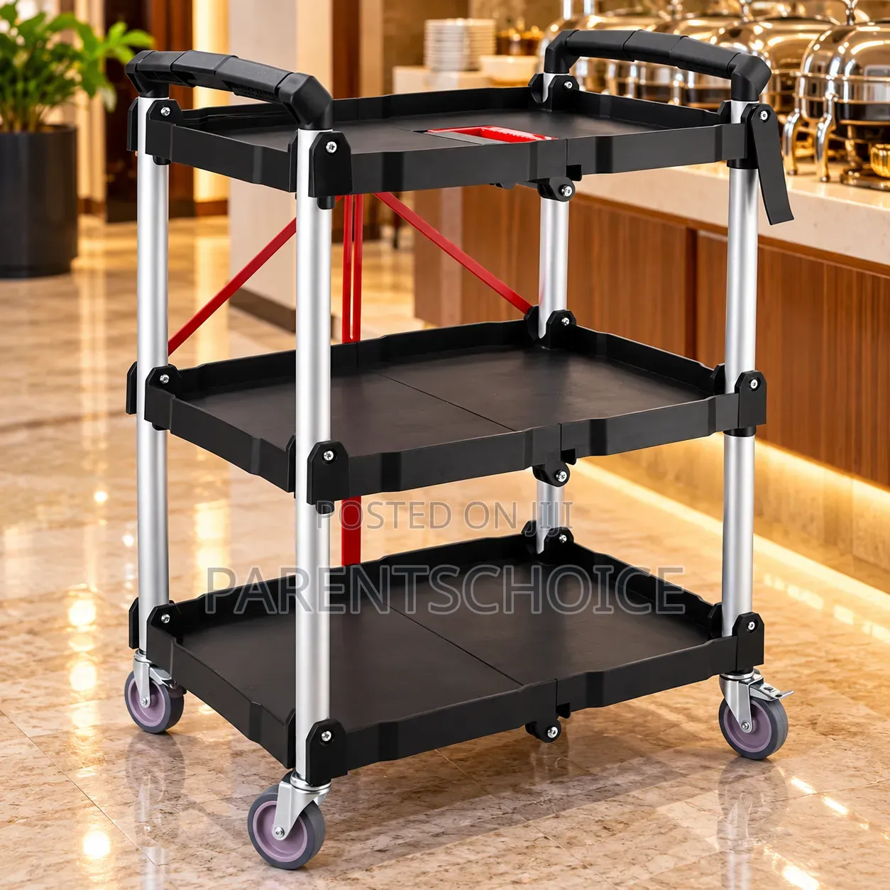 Quality Foldable Plastic 3layer Food Trolley