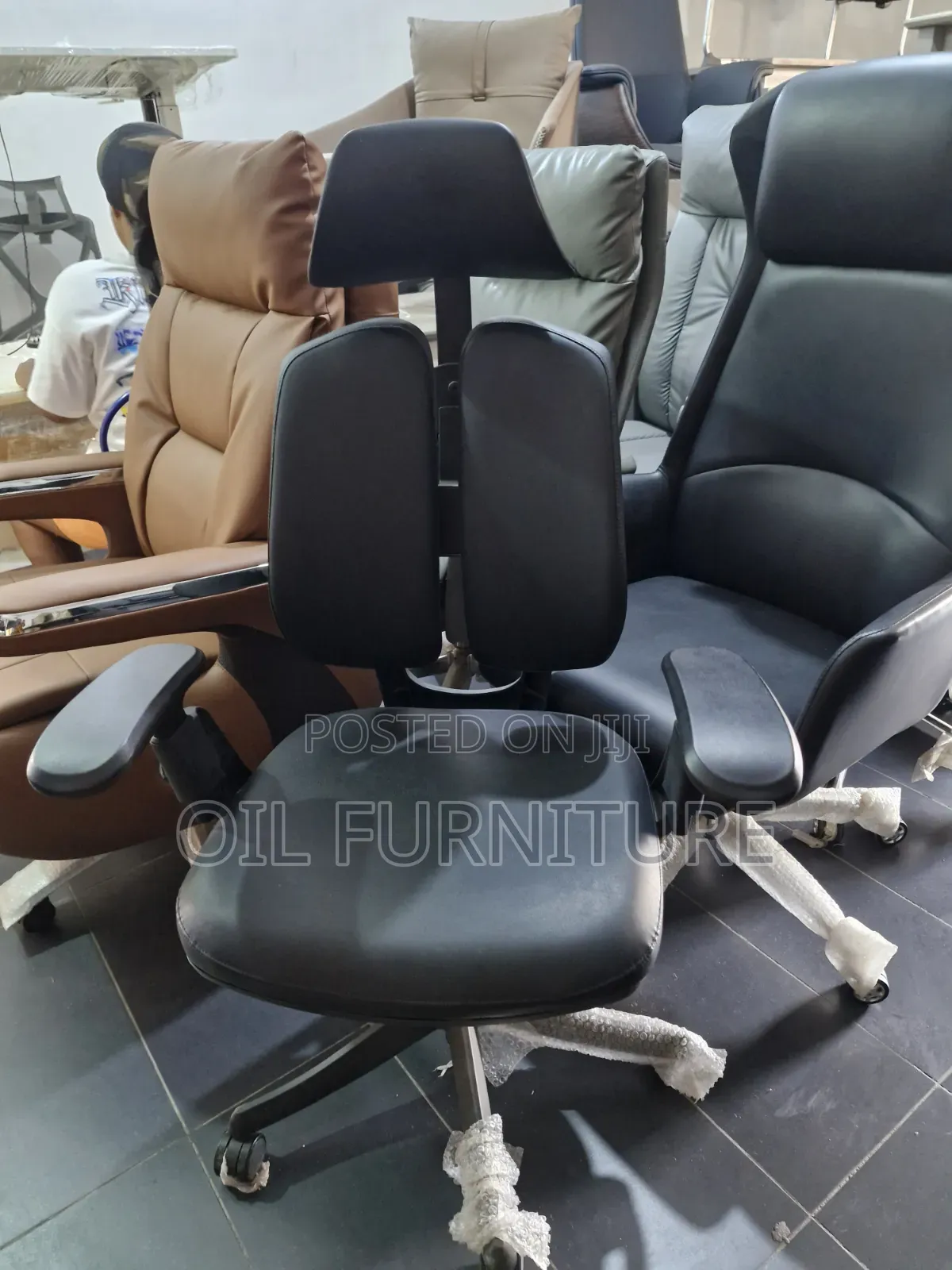 Orthopedic Executive Office Chair, Dual Backrest & Adjustable Headrest