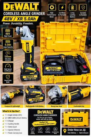 DeWALT 48V Cordless Angle Grinder – Complete Kit With 2 Batteries