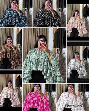The ROYAL BLOOM COLLECTION – Stylish Floral & Polka Dot Ruffle Blouse