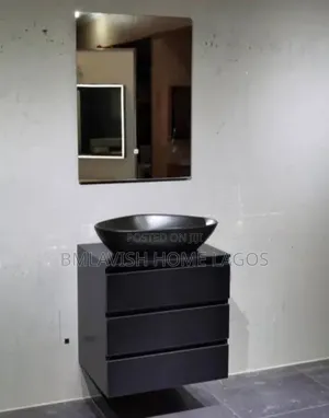 Full Black Wall Vanity Cabinet Set