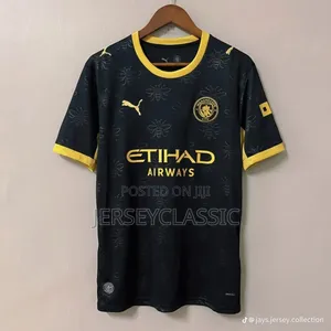 Manchester City Black & Yellow Away Jersey – Stylish Football Shirt