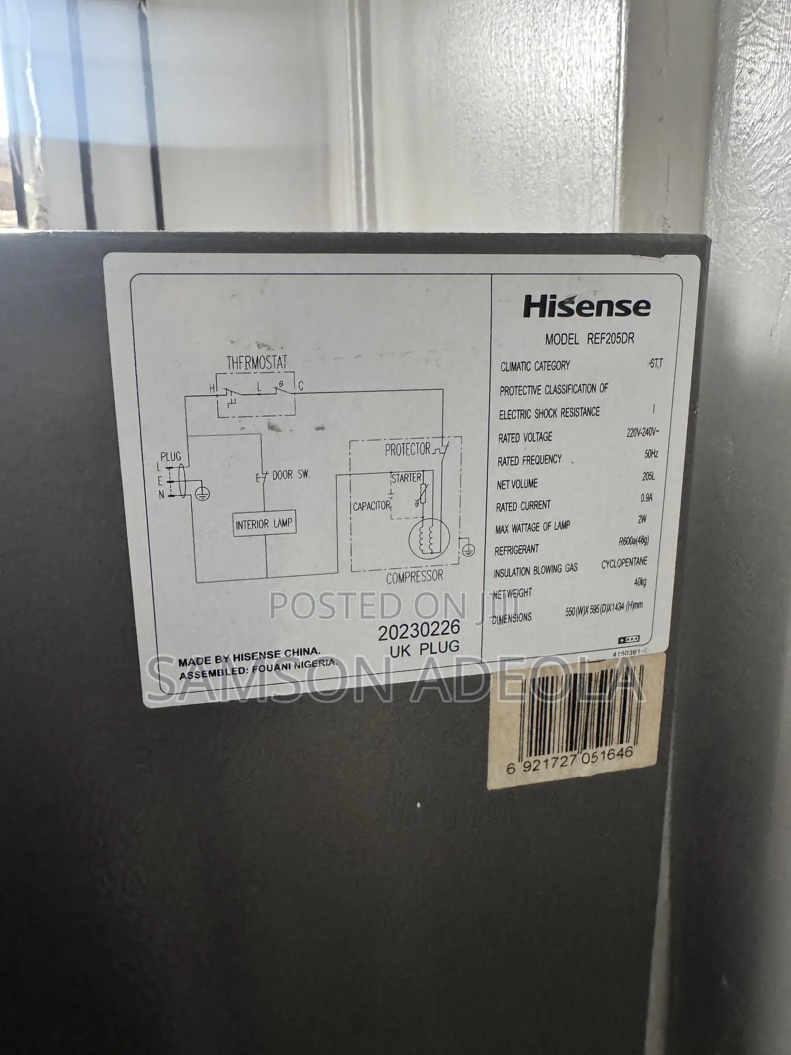Hisense 205L Refrigerator