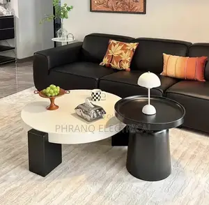 Black and White Round Coffee Table Living Room
