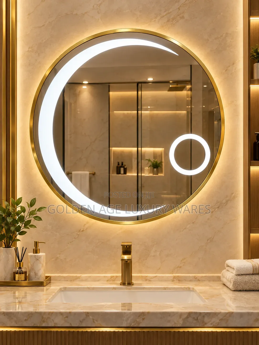 S8 Gold Frame Mirror With Light