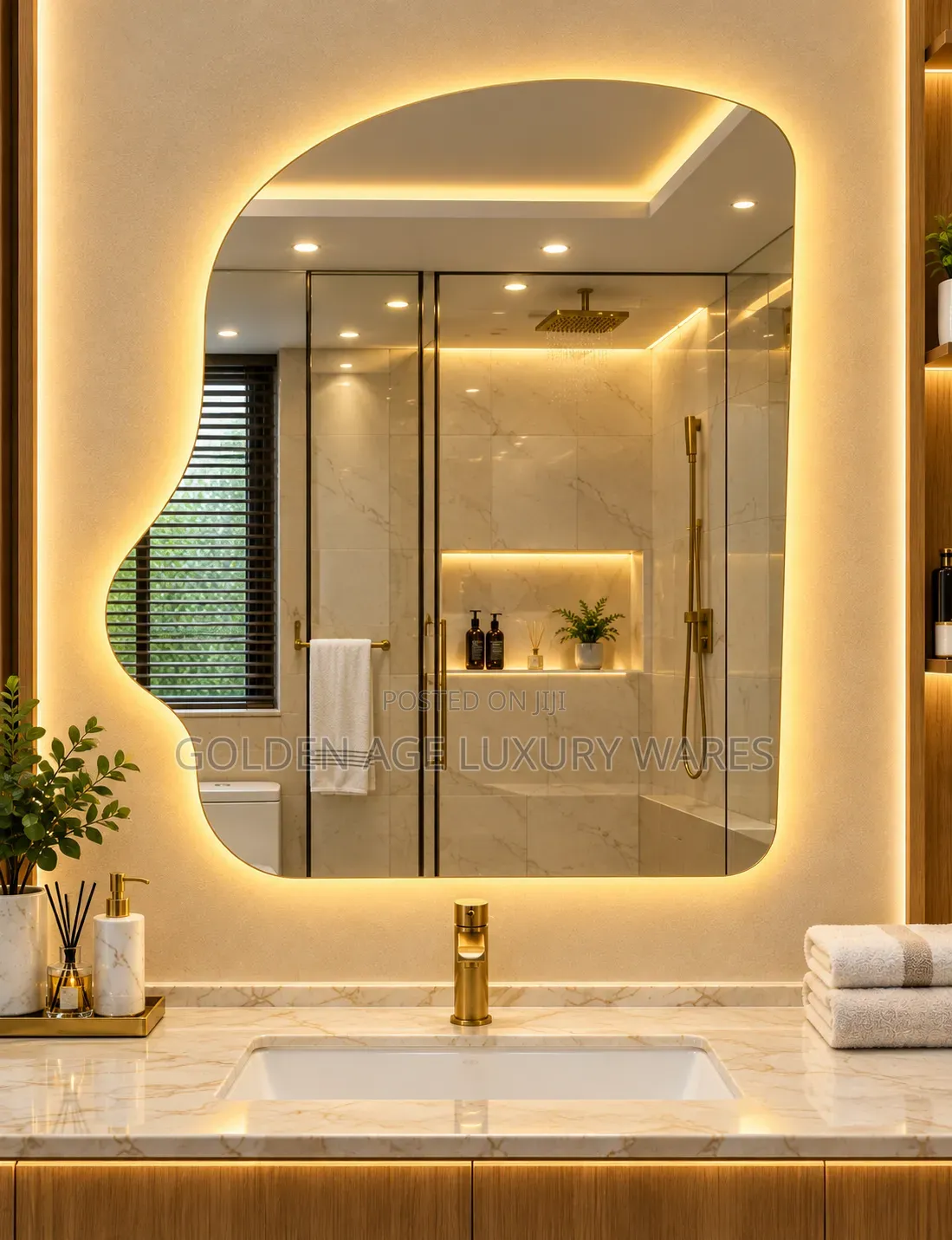 80x60cm Human Face Mirror With 3 Lights M10