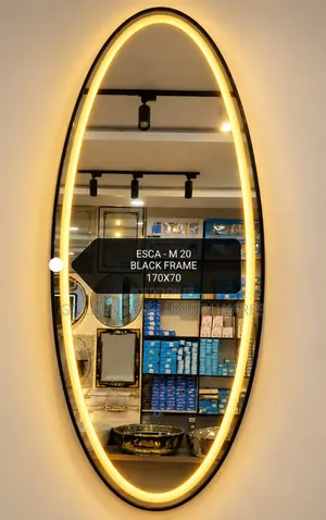 70x170cm M20 Black Frame Mirror With 3 Lights