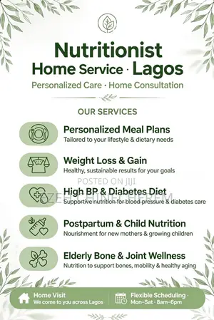 Professional Nutritionist& Dietitian-Home Service Across Lagos