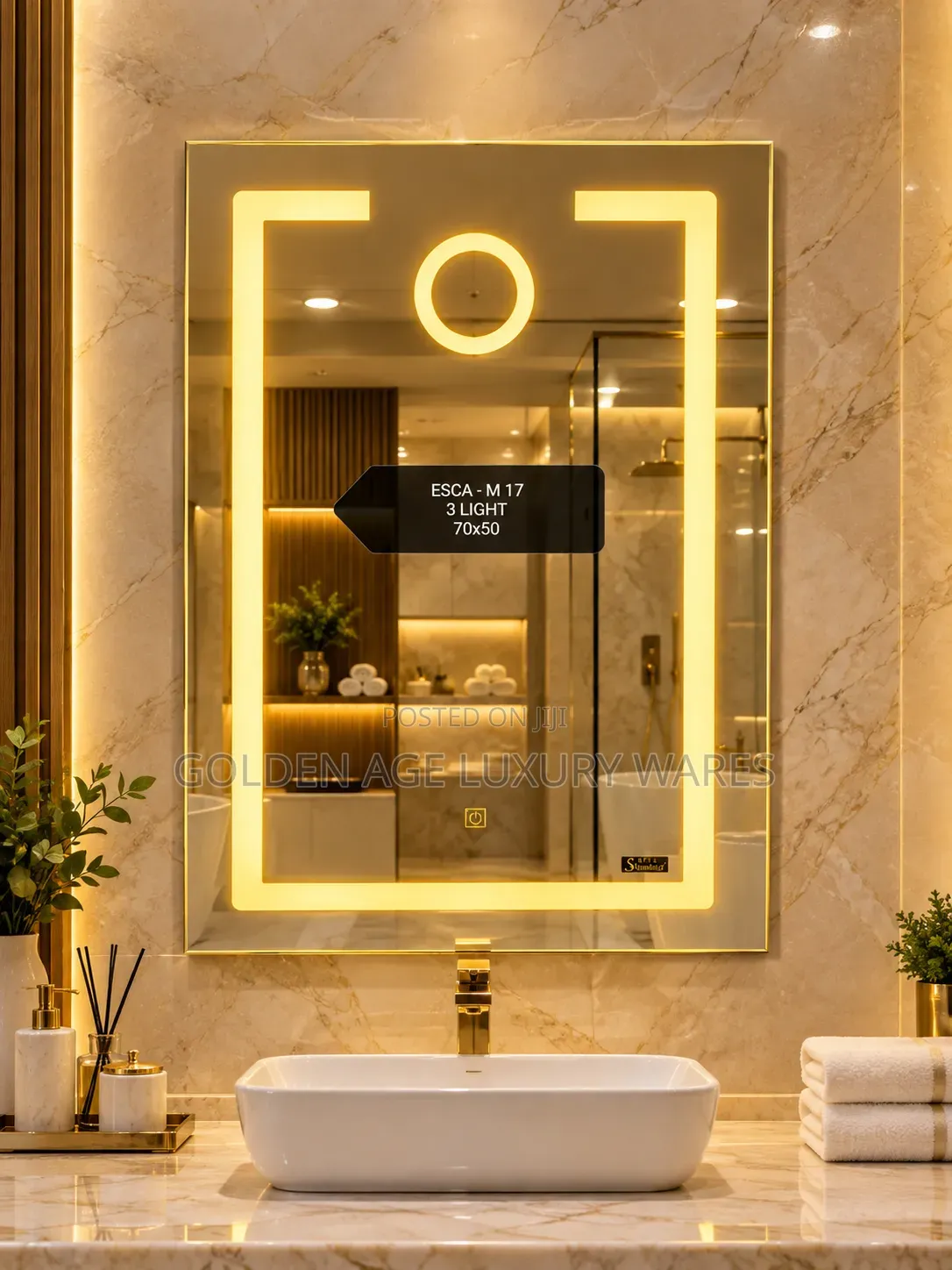 M17 3 Lights 70x50cm Mirror