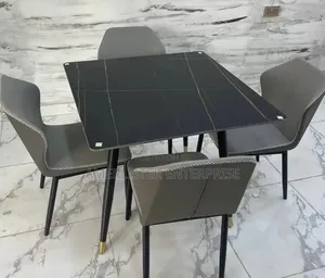 Black Top Marble Dining Set