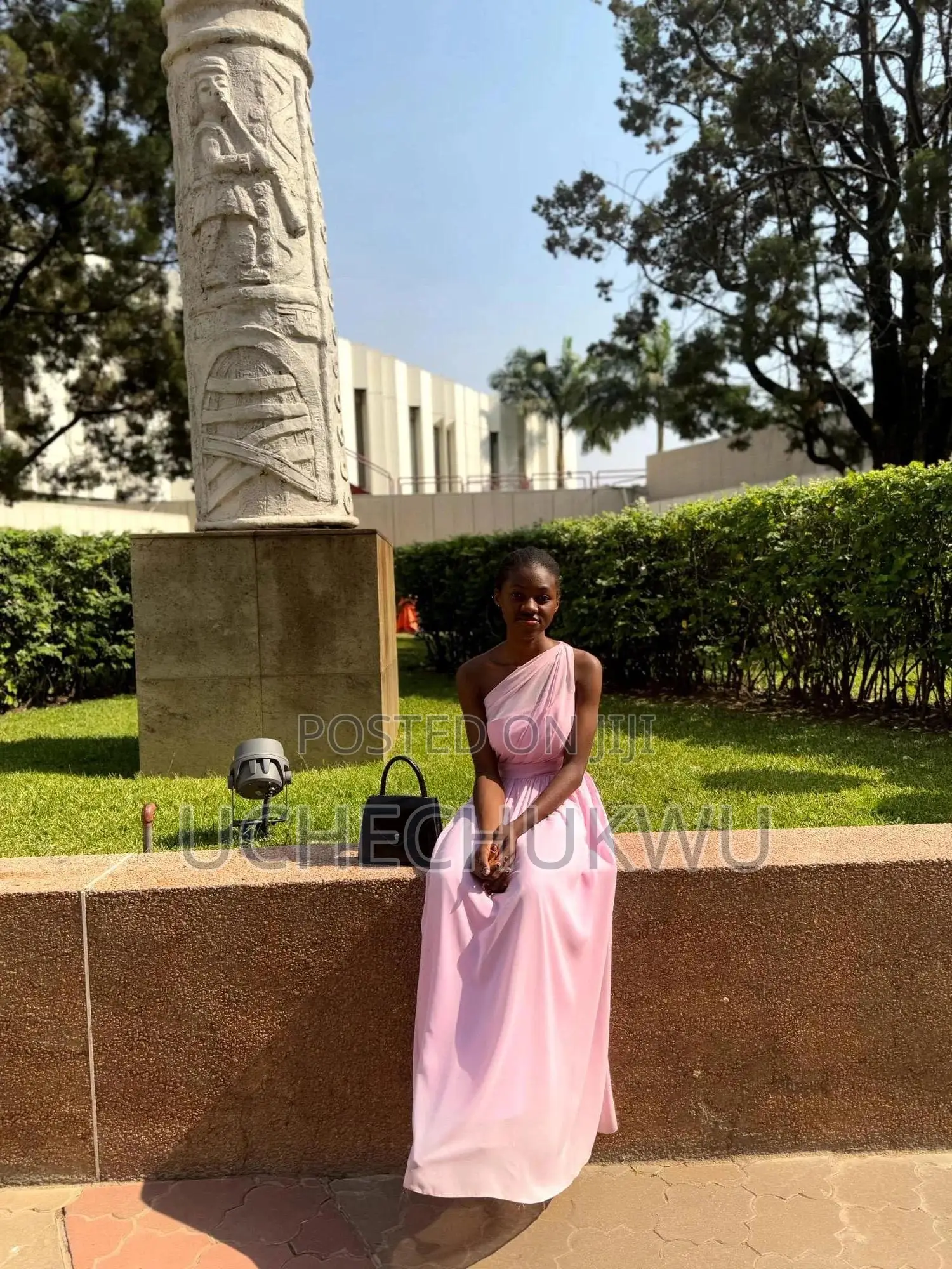 Stunning Pink Chiffon One-Shoulder Gown