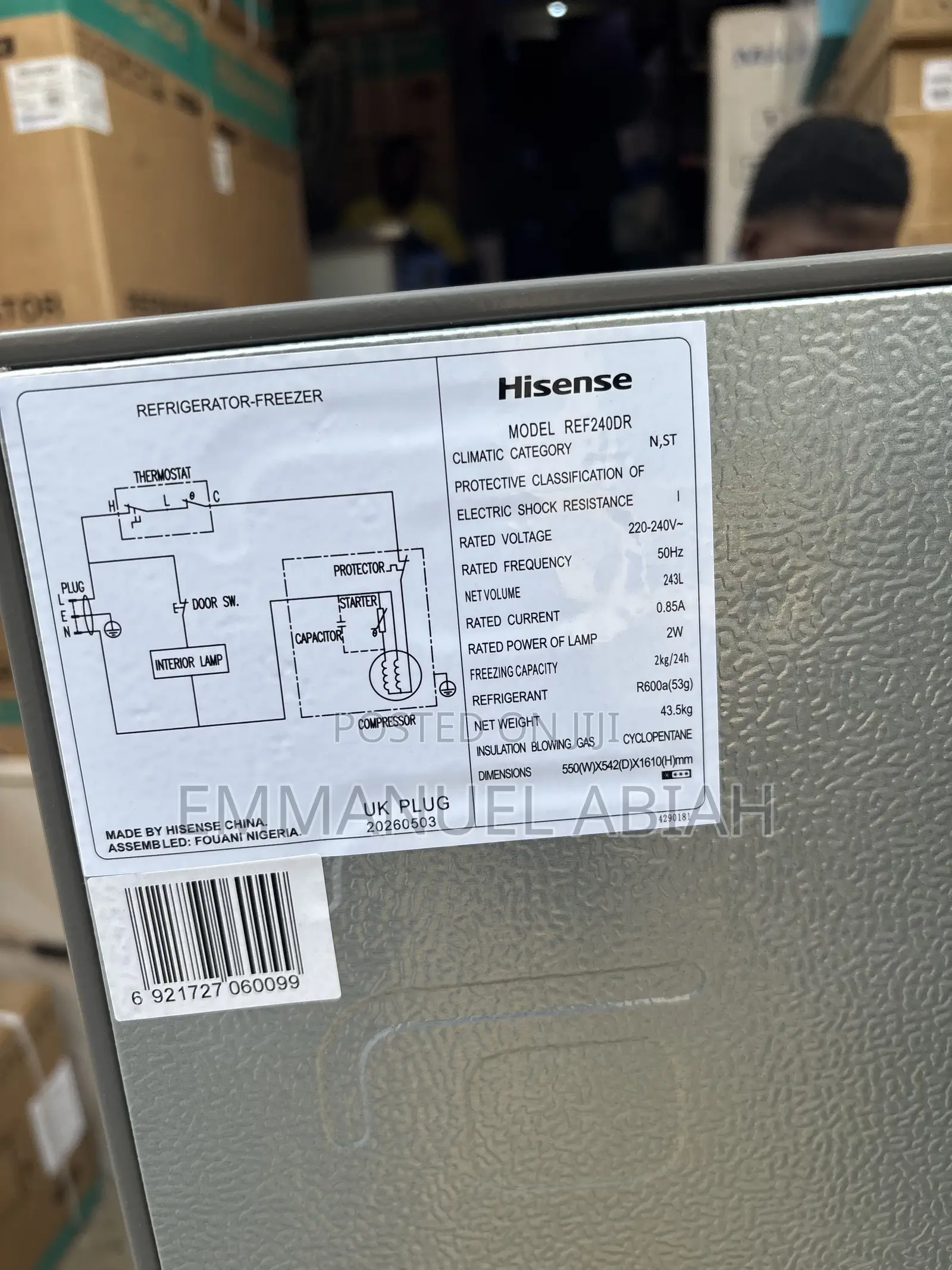 Hisense Fridge 243L