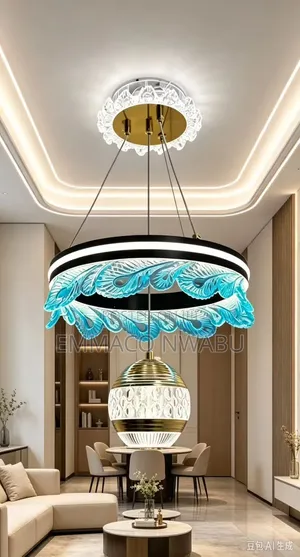 Luxury Crystal Blue Wave Ring Pendant Chandelier