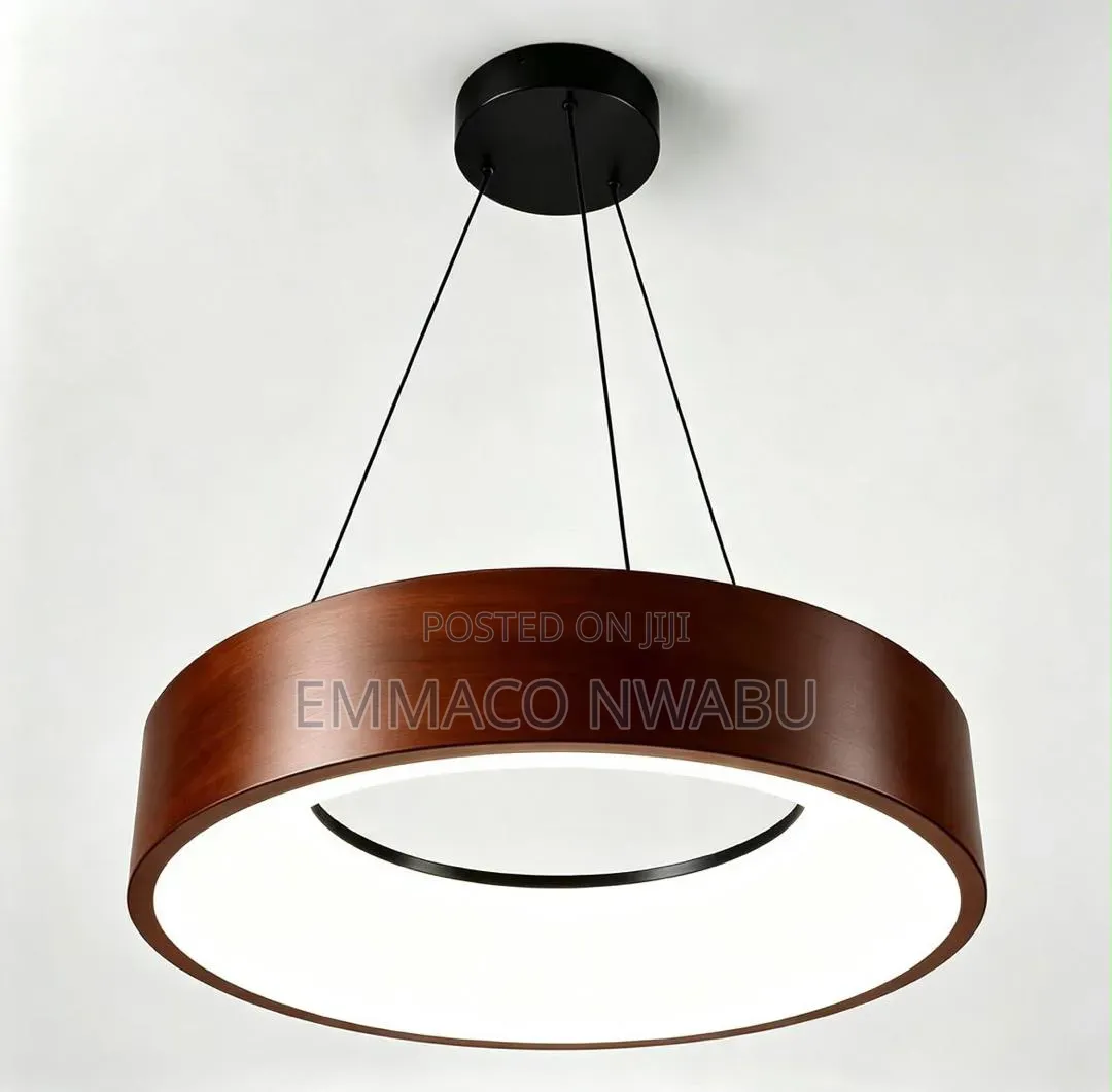 Modern Circular Led Pendant With Brown Frame
