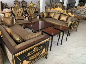 ​Premium Royal Palace Velvet Sofa Set With Center Table and Side Stool