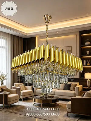 Square Black and Gold K9 Crystal Chandelier