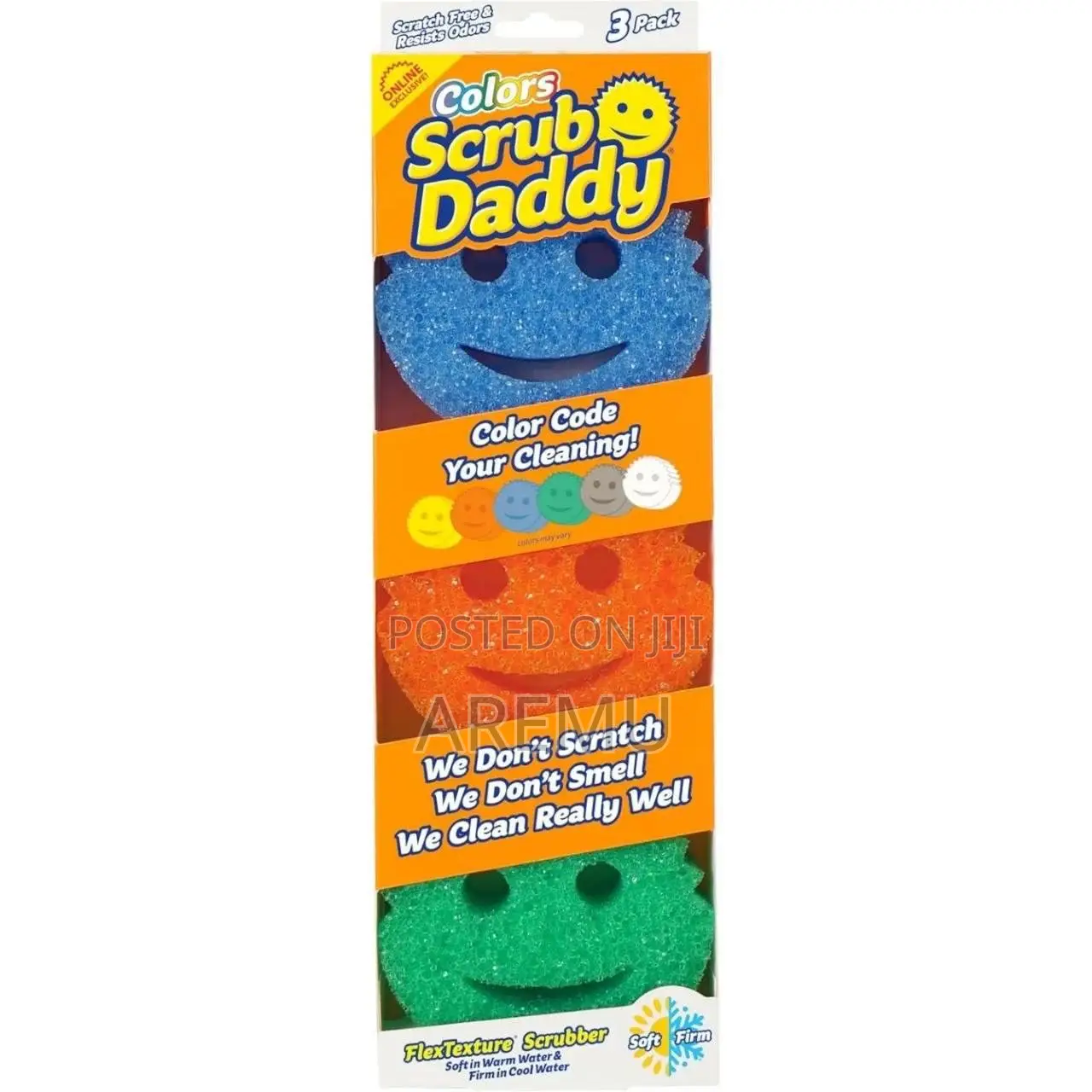 3pcs Scrub Colour Sponge