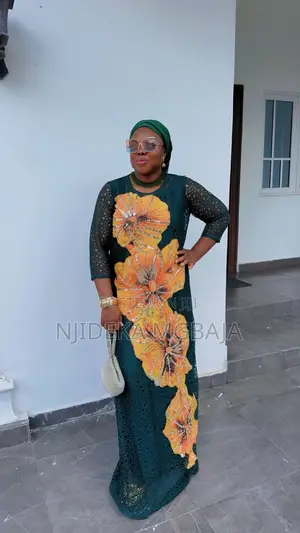 Well Stoned Green Maxi Lace With Patchwork Rich Anty Gown