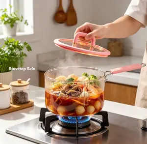 1.8L Sauce Pan High Borosilicate Heat Resistant Glass Pot