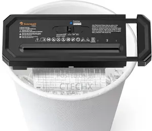 Bonsaii 6-Sheet Strip-Cut Paper Shredder With Retractable Handle