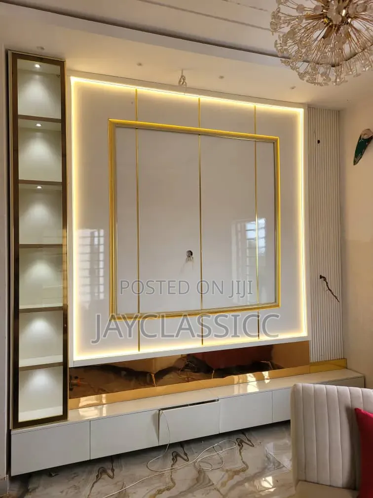 TV Console With Shelves for Decorations