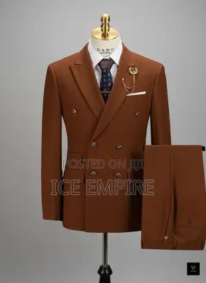 Brown Double-Breasted Suit