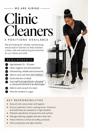 Female Cleaner Wanted With Accomodation in a Spa at Lekki