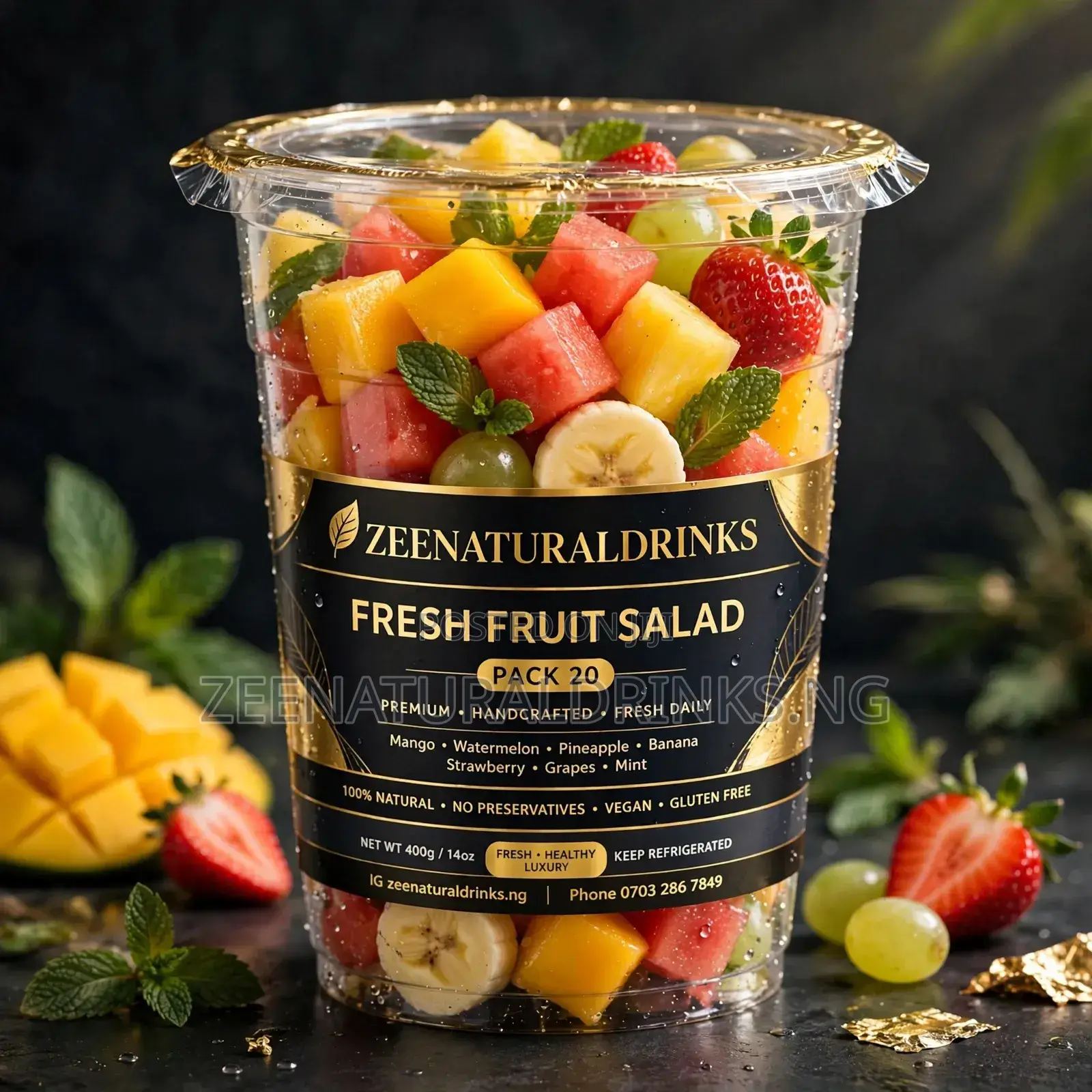 Drinks & Fresh Fruit Salad