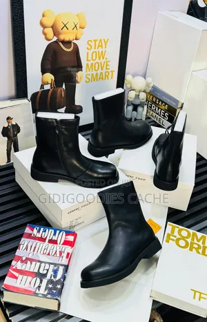 Black Layered Panel Patent Ankle Boot