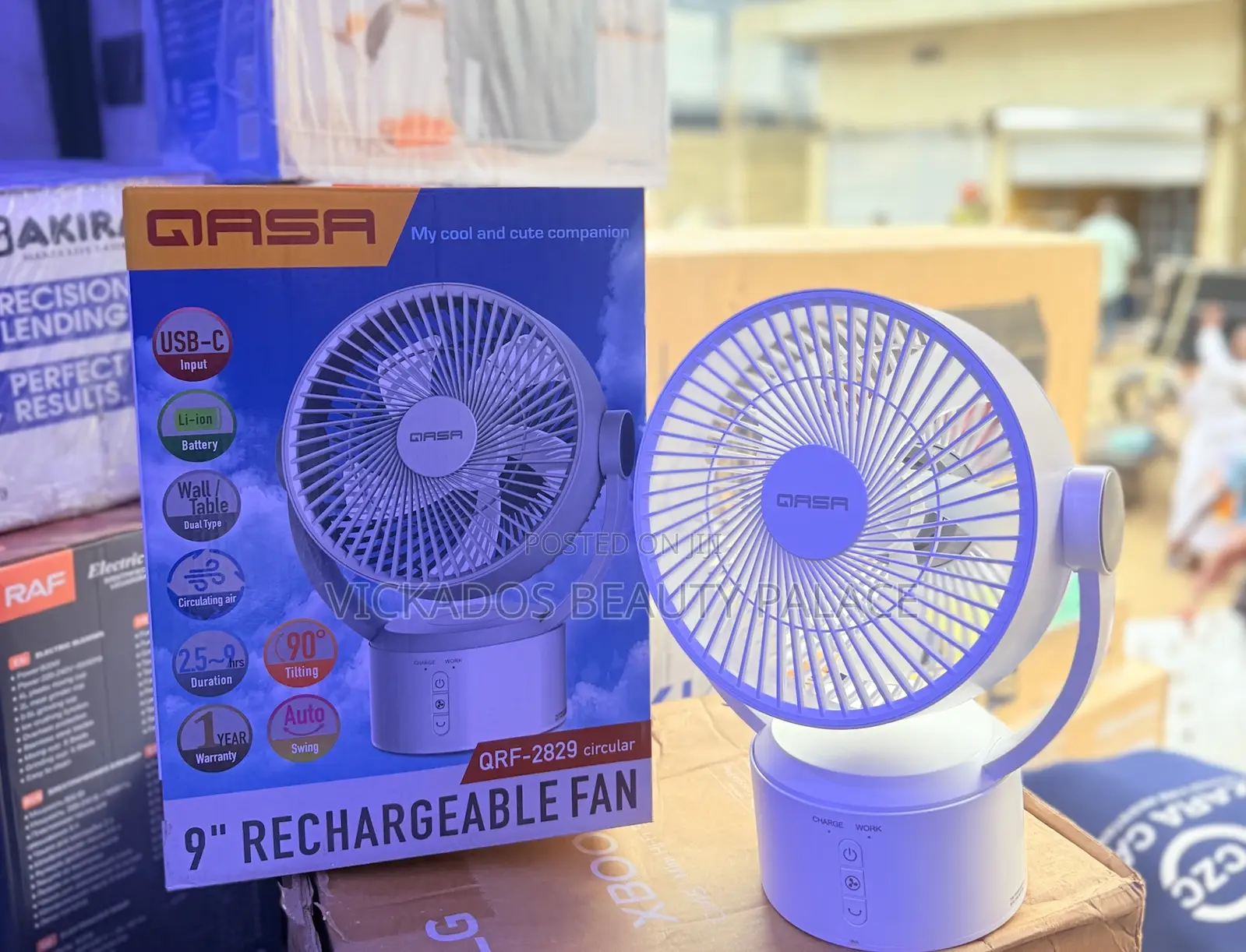 Qasa Rechargeable Fan 9”